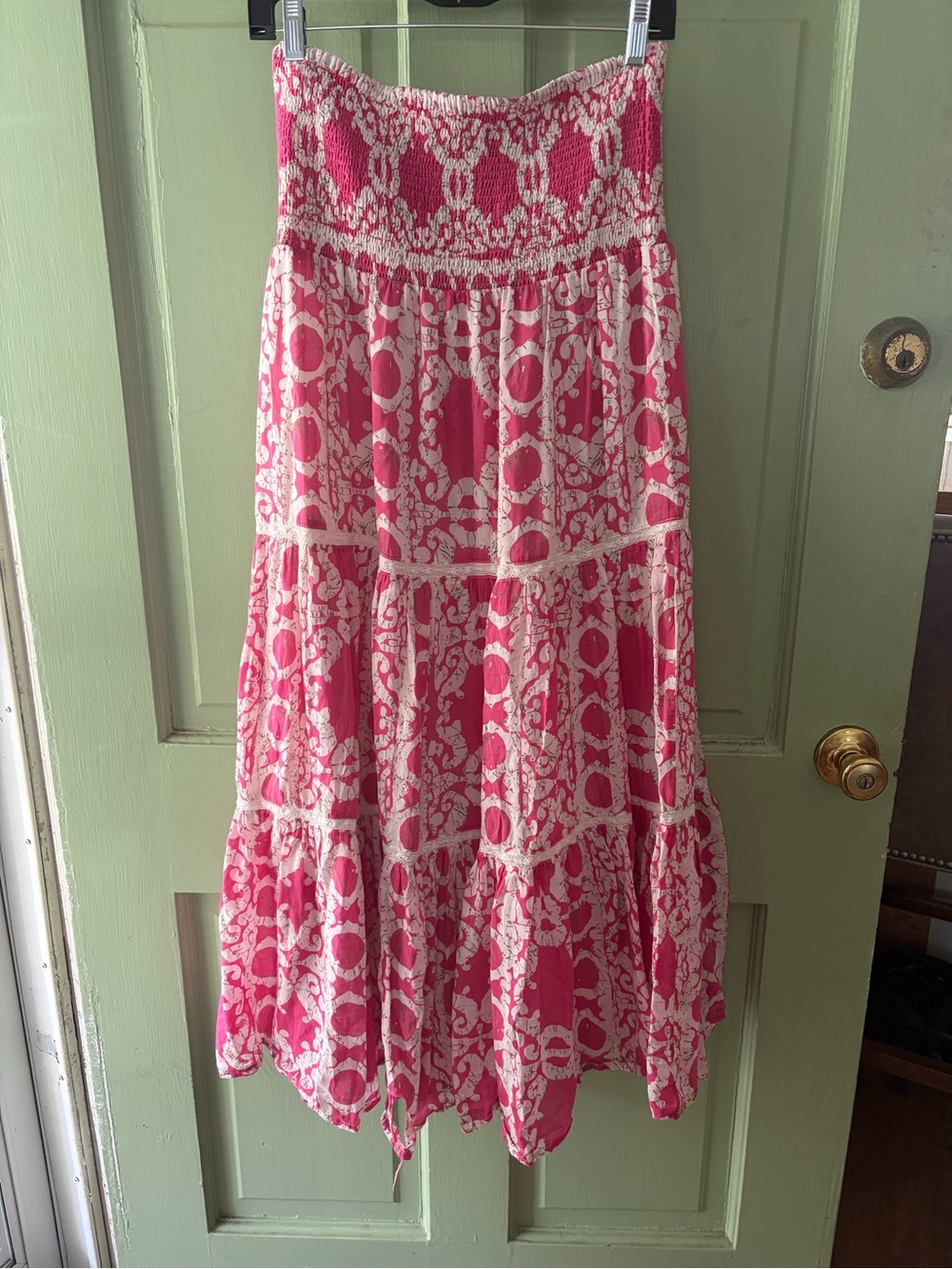 Bell by Alicia Bell boho strapless smocked top midi dress